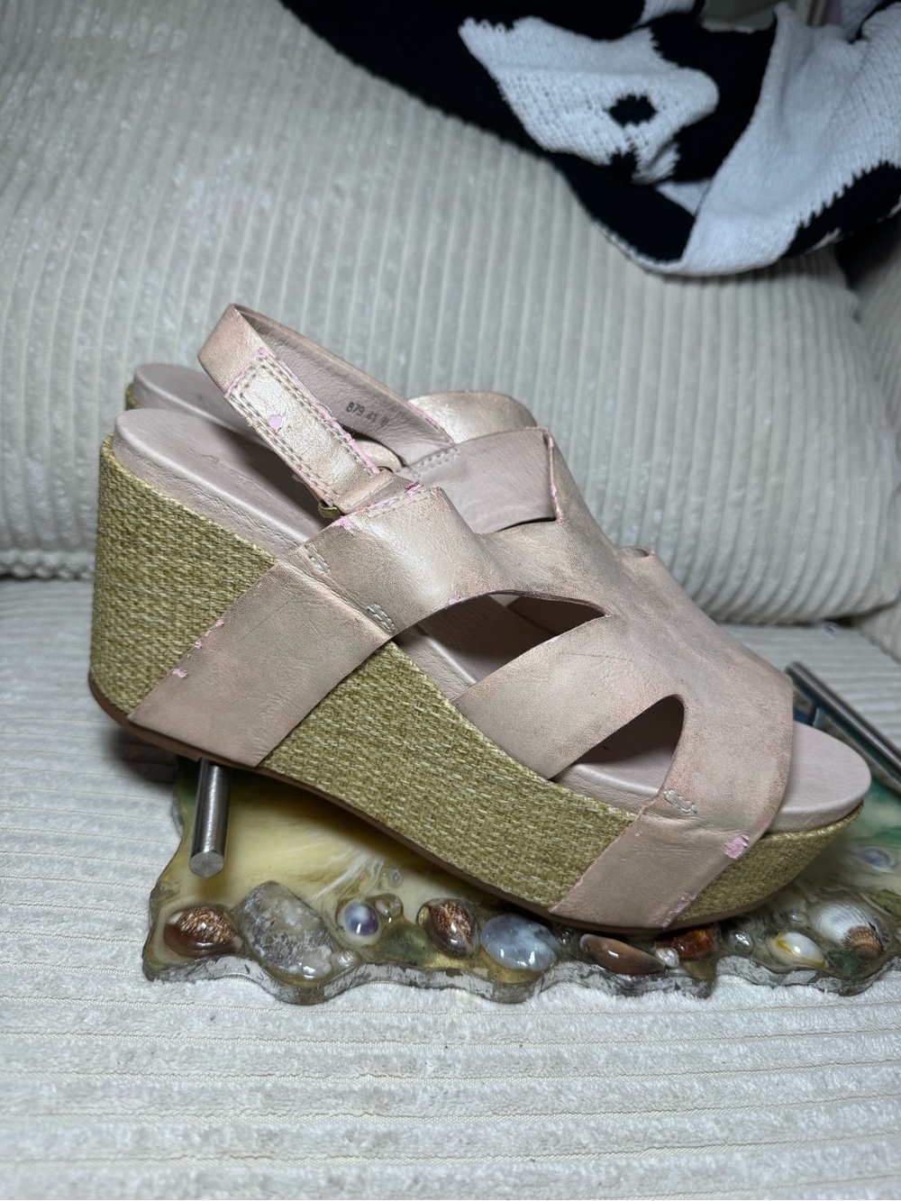 metallic pink antelope collection wedge sandals size 41 slingback
